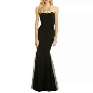 Badgley Mischka Black Curves for Days Strapless Mesh Gown Size 2